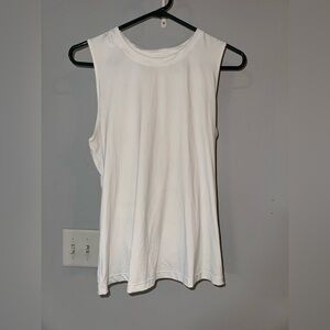Women’s White Sleeveless Athletic Top with Open Twist Back